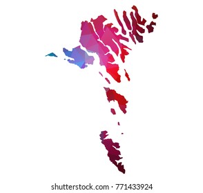 faroeIslands map. Blue and Red polygonal shape vector illustration on white background. Vector illustration eps 10.
