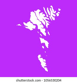 FaroeIslands map-White map on purple background. Each city and border has separately. Vector illustration eps 10.