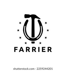 Farrier equestrian blacksmith logo design