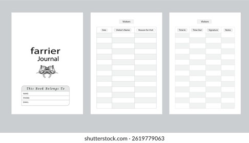 Farrier Journal Planner Template Layout design
