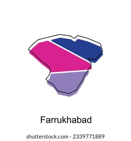 Farrukhabad City of India map vector illustration, vector template with outline graphic sketch design