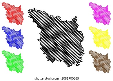 Farrukhabad district (Uttar Pradesh State, Republic of India) map vector illustration, scribble sketch Farrukhabad map