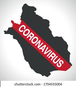 Fars IRAN province map with Coronavirus warning illustration