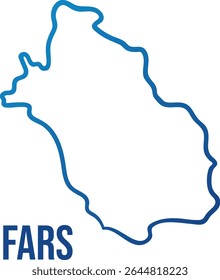 Fars, Iranian province blue gradient contour map in a smooth, hand-drawn outline. Simplified and isolated shape. A modern, clean geographic vector