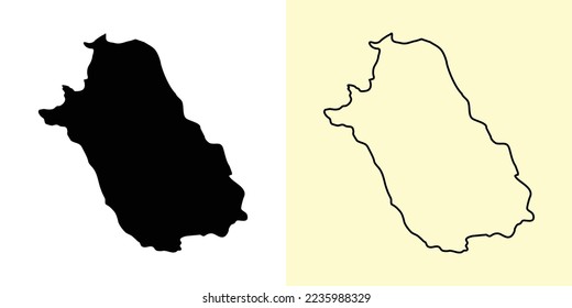 Fars map, Irán, Asia. Diseños de mapas rellenos y esquemáticos. Ilustración del vector