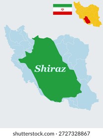 Provincia de Fars Mapa de Irán - Provincia del Sur, capital de Shiraz y Persepolis Sitio Histórico Esquema de Vector