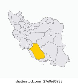 Fars Province Map Highlighted on Iran Administrative Map