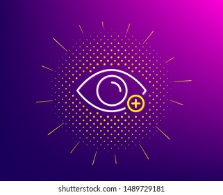 Farsightedness line icon. Halftone pattern. Eye diopter sign. Optometry vision symbol. Gradient background. Farsightedness line icon. Yellow halftone pattern. Vector