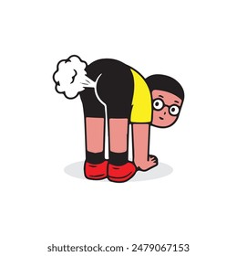 fart boy with red shoes illustration