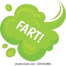 Fart cloud. Cartoon green bad smell trail isolated on white background