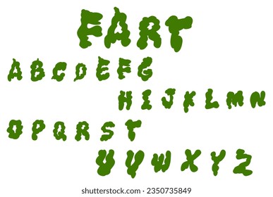 fart fonts. Green alphabet of farts. Damn ABCs. A set of letters from farts