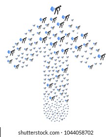 Fart Gases composition organized in the group of up directed arrow. Upwards directional arrow shape done from fart gases pictograms.