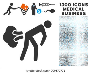 Fart Gases gray vector icon with 1300 clinic commerce symbols. Clipart style is flat bicolor light blue and gray pictograms.