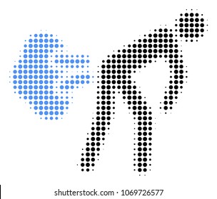 Fart Gases halftone vector icon. Illustration style is dotted iconic Fart Gases icon symbol on a white background. Halftone matrix is round points.