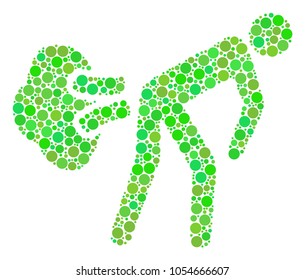 Fart Gases mosaic of circle elements in various sizes and fresh green color hues. Vector dots are organized into fart gases illustration. Organic vector illustration.
