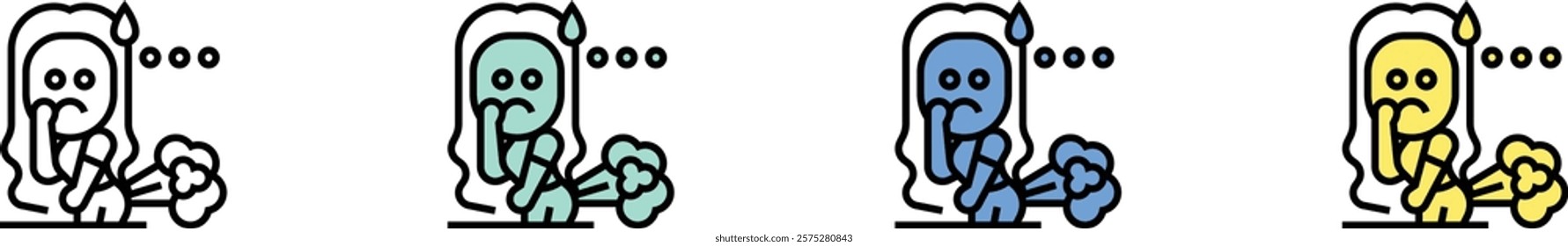 fart icon. Outline, Green, Blue and Yellow Style Design Isolated On White Background