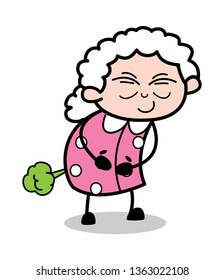 Fart - Old Cartoon Granny Vector Illustration