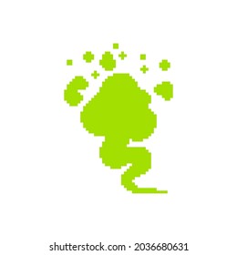 Fart pixel art. 8 bit green smoke gas. pixelated Farting 