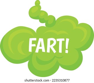 Fart smell. Stinky green cloud. Cartoon effect isolated on white background