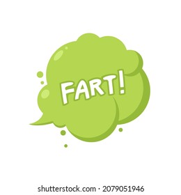 Fart smoke cartoon icon. Stink fart bad smell green gas cloud