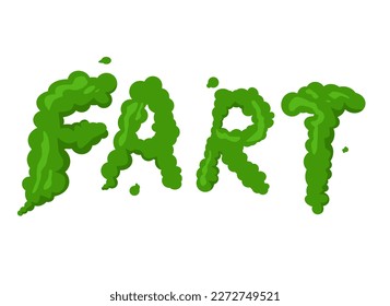 Fart smoke cartoon icon. Stink fart bad smell green gas cloud