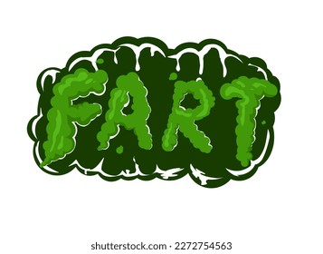 Fart smoke cartoon icon. Stink fart bad smell green gas cloud