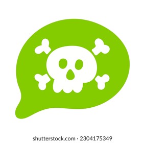 FART Speech bubble. Bad smell. Skull with cross bones. Death icon. Toxic poison. Pirate icon. Printable graphic patch. Design doodle fart for print. Vector illustration. Comic doodle style