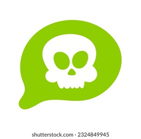 FART Speech bubble. Bad smell. Skull with cross bones. Death icon. Toxic poison. Pirate icon. Printable graphic patch. Design doodle fart for print. Vector illustration. Comic doodle style