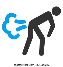Fart vector icon. Style is bicolor flat symbol, blue and gray colors, rounded angles, white background.
