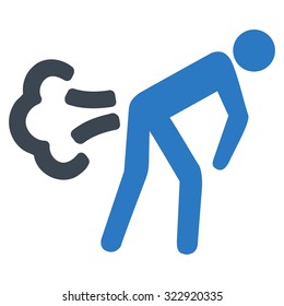 Fart vector icon. Style is bicolor flat symbol, smooth blue colors, rounded angles, white background.
