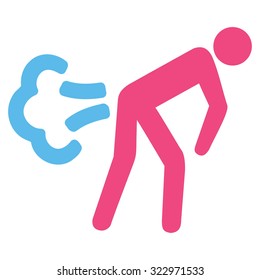 Fart vector icon. Style is bicolor flat symbol, pink and blue colors, rounded angles, white background.