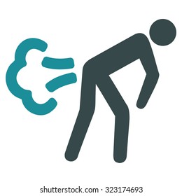 Fart vector icon. Style is bicolor flat symbol, soft blue colors, rounded angles, white background.