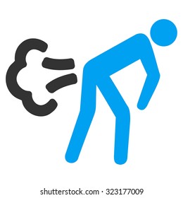 Fart vector icon. Style is bicolor flat symbol, blue and gray colors, rounded angles, white background.