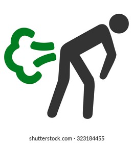 Fart vector icon. Style is bicolor flat symbol, green and gray colors, rounded angles, white background.