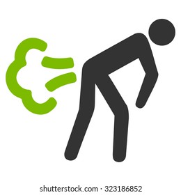 Fart vector icon. Style is bicolor flat symbol, eco green and gray colors, rounded angles, white background.