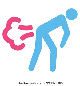 Fart vector icon. Style is bicolor flat symbol, pink and blue colors, rounded angles, white background.