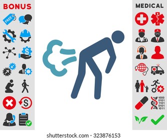 Fart vector icon. Style is bicolor flat symbol, cyan and blue colors, rounded angles, white background.