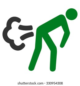 Fart vector icon. Style is bicolor flat symbol, green and gray colors, rounded angles, white background.