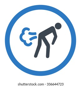 Fart vector icon. Style is bicolor flat rounded symbol, smooth blue colors, rounded angles, white background.