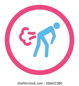 Fart vector icon. Style is bicolor flat rounded symbol, pink and blue colors, rounded angles, white background.