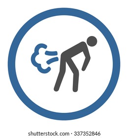 Fart vector icon. Style is bicolor flat rounded symbol, cobalt and gray colors, rounded angles, white background.