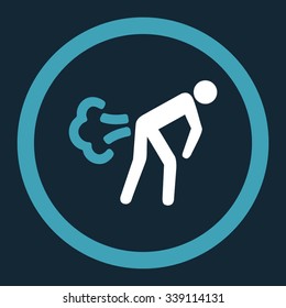 Fart vector icon. Style is bicolor flat rounded symbol, blue and white colors, rounded angles, dark blue background.