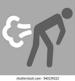 Fart vector icon. Style is bicolor flat symbol, dark gray and white colors, rounded angles, silver background.