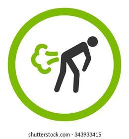 Fart vector icon. Style is bicolor flat rounded symbol, eco green and gray colors, rounded angles, white background.