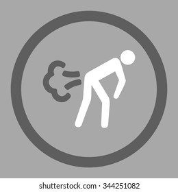 Fart vector icon. Style is bicolor flat rounded symbol, dark gray and white colors, rounded angles, silver background.