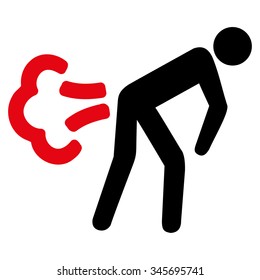 Fart vector icon. Style is bicolor flat symbol, intensive red and black colors, rounded angles, white background.