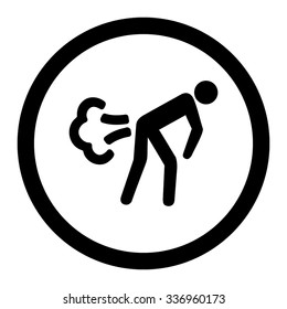 Fart vector icon. Style is flat rounded symbol, black color, rounded angles, white background.
