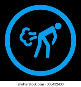 Fart vector icon. Style is flat rounded symbol, blue color, rounded angles, black background.