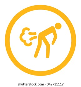 Fart vector icon. Style is flat rounded symbol, yellow color, rounded angles, white background.