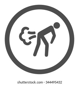 Fart vector icon. Style is flat rounded symbol, gray color, rounded angles, white background.